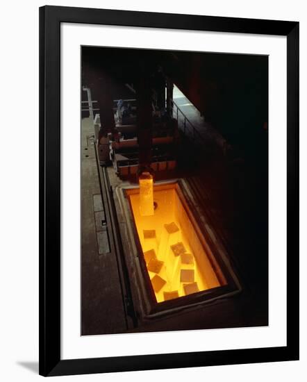 Soaking Pits with Red Hot Steel Ingots, Sheffield, South Yorkshire, 1965-Michael Walters-Framed Photographic Print