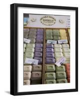 Soap for Sale in Market, Antibes, Alpes Maritimes, Provence, Cote d'Azur, French Riviera, France-Angelo Cavalli-Framed Photographic Print