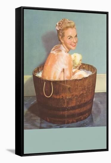 Soapy Blonde in Barrel Tub-null-Framed Stretched Canvas