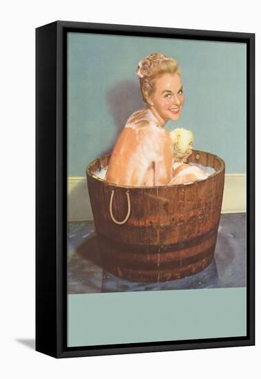 Soapy Blonde in Barrel Tub-null-Framed Stretched Canvas