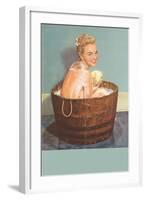 Soapy Blonde in Barrel Tub-null-Framed Art Print