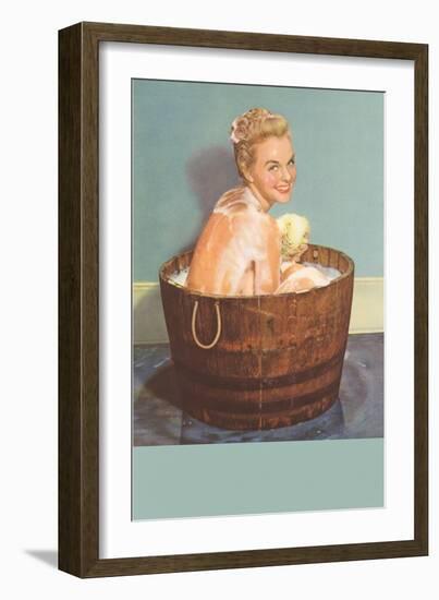 Soapy Blonde in Barrel Tub-null-Framed Art Print