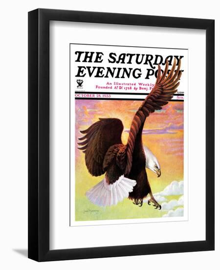 "Soaring Bald Eagle," Saturday Evening Post Cover, October 28, 1933-Jack Murray-Framed Premium Giclee Print