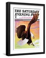 "Soaring Bald Eagle," Saturday Evening Post Cover, October 28, 1933-Jack Murray-Framed Giclee Print