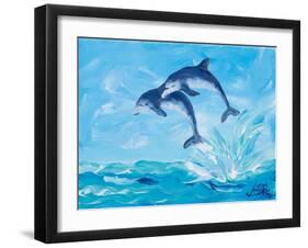 Soaring Dolphins I-Julie DeRice-Framed Art Print