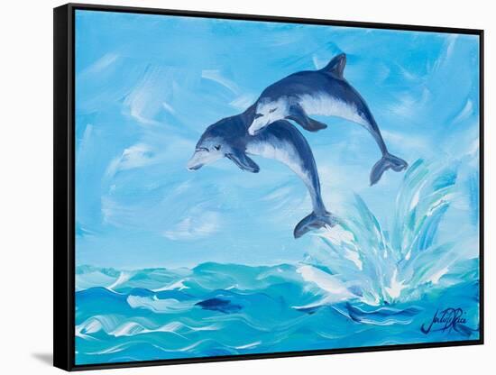 Soaring Dolphins I-Julie DeRice-Framed Stretched Canvas