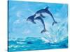 Soaring Dolphins I-Julie DeRice-Stretched Canvas