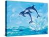 Soaring Dolphins I-Julie DeRice-Stretched Canvas
