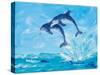 Soaring Dolphins I-Julie DeRice-Stretched Canvas