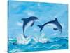 Soaring Dolphins II-Julie DeRice-Stretched Canvas