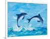 Soaring Dolphins II-Julie DeRice-Framed Art Print