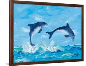 Soaring Dolphins II-Julie DeRice-Framed Art Print