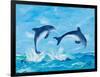 Soaring Dolphins II-Julie DeRice-Framed Art Print