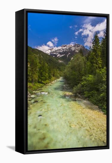 Soca River and Julian Alps in the Soca Valley-Matthew Williams-Ellis-Framed Stretched Canvas