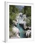 Soca River with Clear Emerald Water Flowing Between Eroded Rocks in Trenta Valley in Summer-Pearl Bucknall-Framed Photographic Print