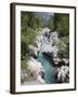 Soca River with Clear Emerald Water Flowing Between Eroded Rocks in Trenta Valley in Summer-Pearl Bucknall-Framed Photographic Print