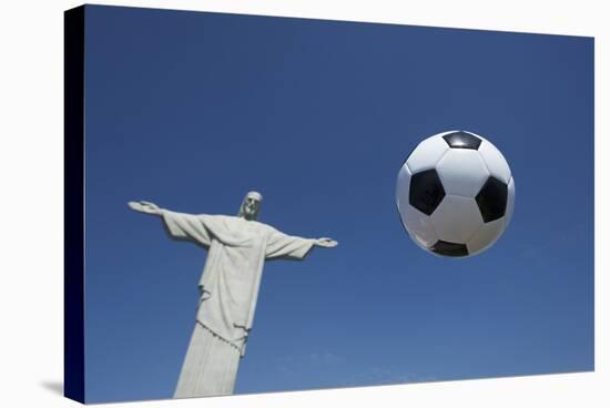 Soccer Ball Football At Corcovado Rio De Janeiro-LazyLlama-Stretched Canvas