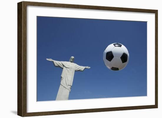 Soccer Ball Football At Corcovado Rio De Janeiro-LazyLlama-Framed Photographic Print