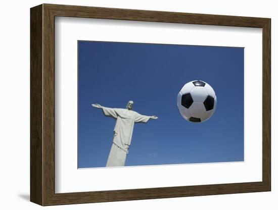 Soccer Ball Football At Corcovado Rio De Janeiro-LazyLlama-Framed Photographic Print