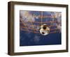 Soccer Ball Going Into Goal Net-Randy Faris-Framed Premium Photographic Print