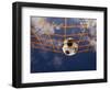 Soccer Ball Going Into Goal Net-Randy Faris-Framed Premium Photographic Print