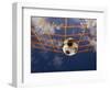 Soccer Ball Going Into Goal Net-Randy Faris-Framed Premium Photographic Print