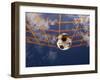 Soccer Ball Going Into Goal Net-Randy Faris-Framed Premium Photographic Print