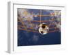 Soccer Ball Going Into Goal Net-Randy Faris-Framed Premium Photographic Print