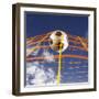 Soccer Ball Going Into Goal Net-Randy Faris-Framed Premium Photographic Print