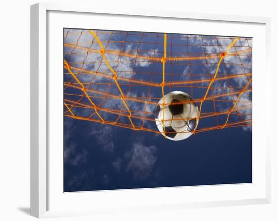 Soccer Ball Going Into Goal Net-Randy Faris-Framed Photographic Print