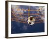 Soccer Ball Going Into Goal Net-Randy Faris-Framed Photographic Print