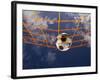 Soccer Ball Going Into Goal Net-Randy Faris-Framed Photographic Print