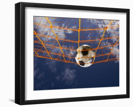 Soccer Ball Going Into Goal Net-Randy Faris-Framed Photographic Print