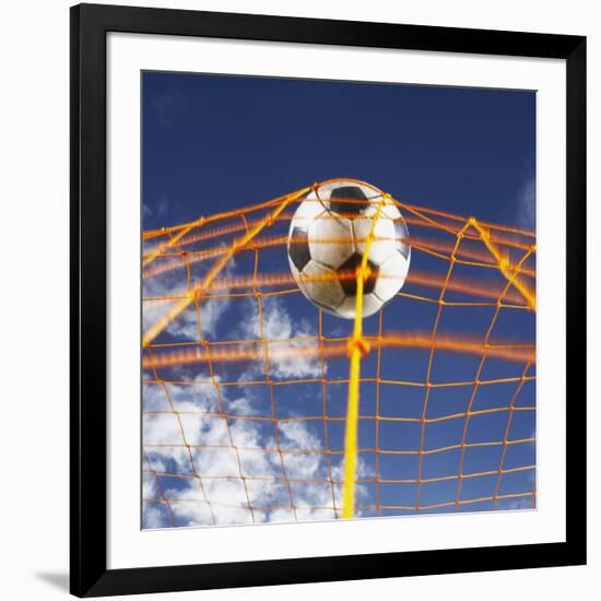 Soccer Ball Going Into Goal Net-Randy Faris-Framed Photographic Print