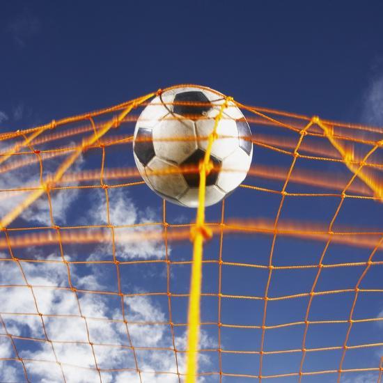 Soccer Ball Going Into Goal Net Photographic Print Randy Faris Allposters Com