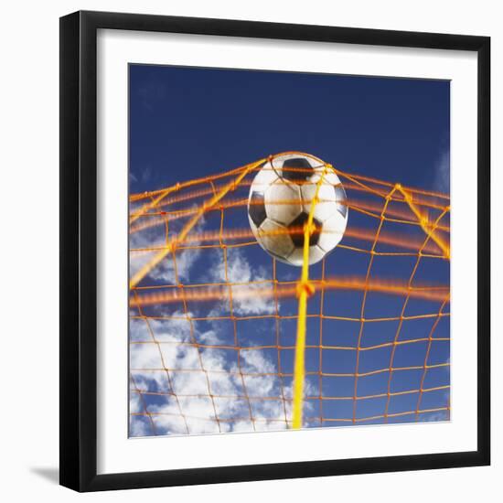 Soccer Ball Going Into Goal Net-Randy Faris-Framed Photographic Print