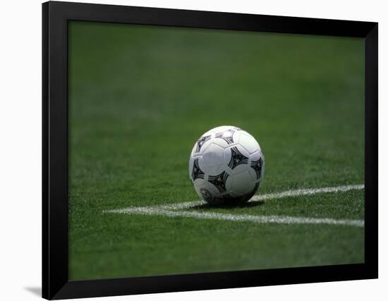 Soccer Ball in Corner Kick Position-Paul Sutton-Framed Photographic Print