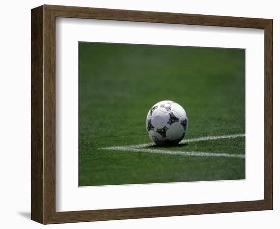 Soccer Ball in Corner Kick Position-Paul Sutton-Framed Photographic Print