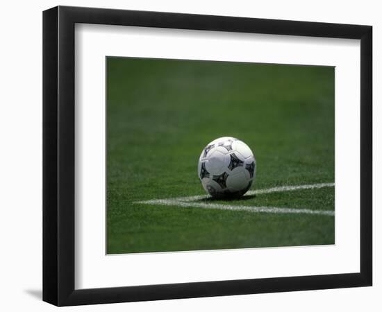 Soccer Ball in Corner Kick Position-Paul Sutton-Framed Photographic Print