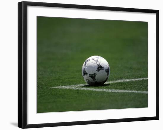 Soccer Ball in Corner Kick Position-Paul Sutton-Framed Photographic Print