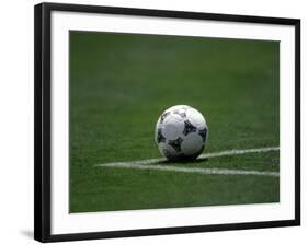 Soccer Ball in Corner Kick Position-Paul Sutton-Framed Photographic Print