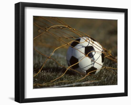 Soccer Ball in Net-null-Framed Photographic Print