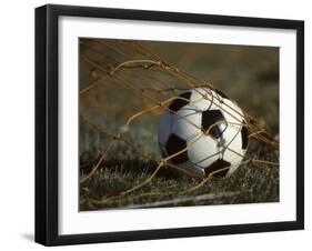 Soccer Ball in Net-null-Framed Photographic Print