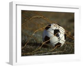 Soccer Ball in Net-null-Framed Photographic Print