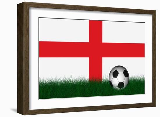 Soccer Ball over Green Grass-marphotography-Framed Art Print