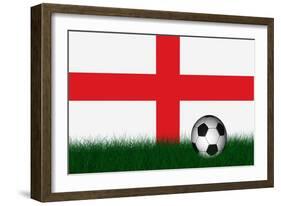 Soccer Ball over Green Grass-marphotography-Framed Art Print