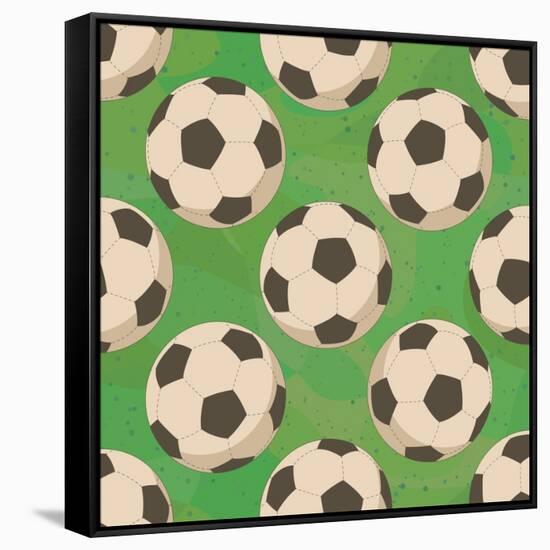 Soccer Balls on Grass, Seamless-Alexander Kulagin-Framed Stretched Canvas