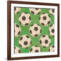 Soccer Balls on Grass, Seamless-Alexander Kulagin-Framed Art Print