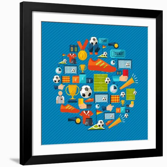 Soccer Champions Icons Set-Cienpies Design-Framed Art Print