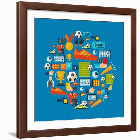 Soccer Champions Icons Set-Cienpies Design-Framed Art Print